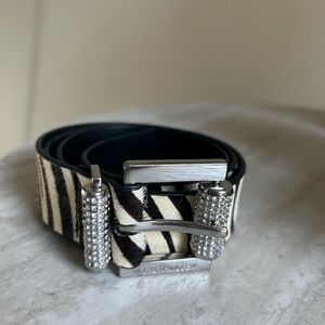 Karen Millen Zebra Pattern Belt with Silver Buckle
